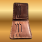 Handmade Genuine Cow Leather Bi-Fold Wallet for Men - Dark Brown